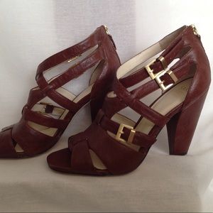 New Saks Fifth Avenue Brown Strap Heel
